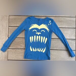 202. Kids Gap Kids Glow-in-Dark Blue Cotton Monster Long Sleeve PJ T-Shirt